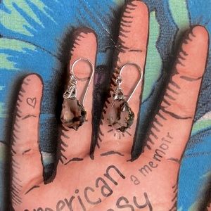 *4/$20* Silver-plated Earrings with Smokey-Grey Crystal